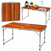 Folding Camping Table Adjustable Height Suitcase Wood