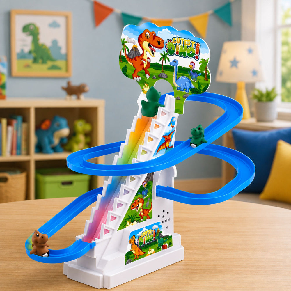 Track Dinosaur Slide Moving Stairs Figures Lights Sounds