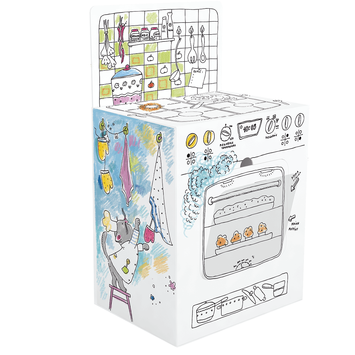 Spatial kitchen XXL coloring book for children