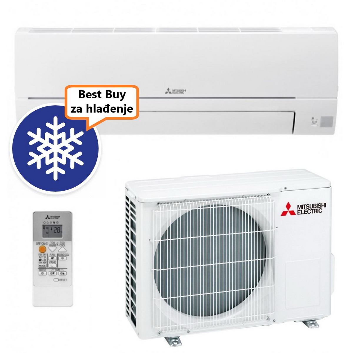 MITSUBISHI KLIMA UREĐAJ MSZ-HR25VFK/MUZ-HR25VF - 2,5 kW, MSZ-HR, za prostor do 25m2, A++ energetska klasa, R-32