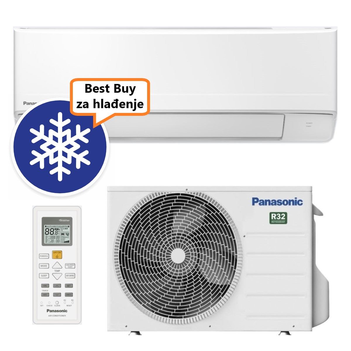 PANASONIC KLIMA UREĐAJ 2,5kW KIT-BZ25ZKE - Standardni inverter, za prostor do 25m2, A++ energetska klasa, R-32