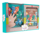Set gumenih lutaka dinosaura + knjiga