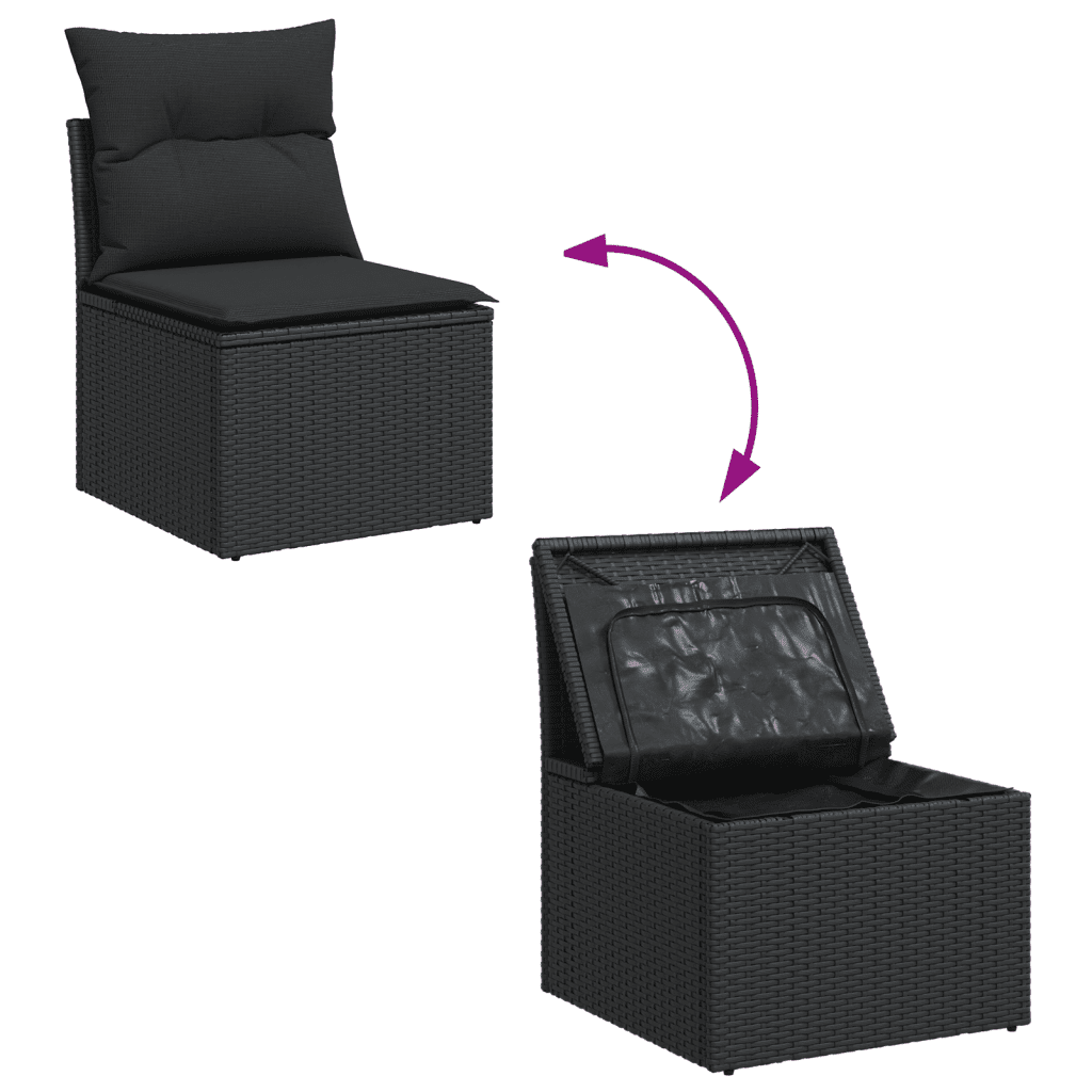 12-dijelni set vrtnih sofa od poliratana s jastucima crni Crna