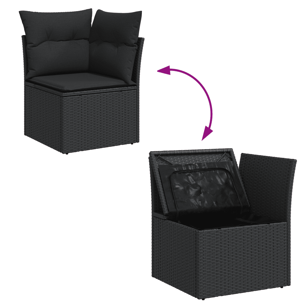 6-dijelni set vrtnih sofa s jastucima crni od poliratana Crna