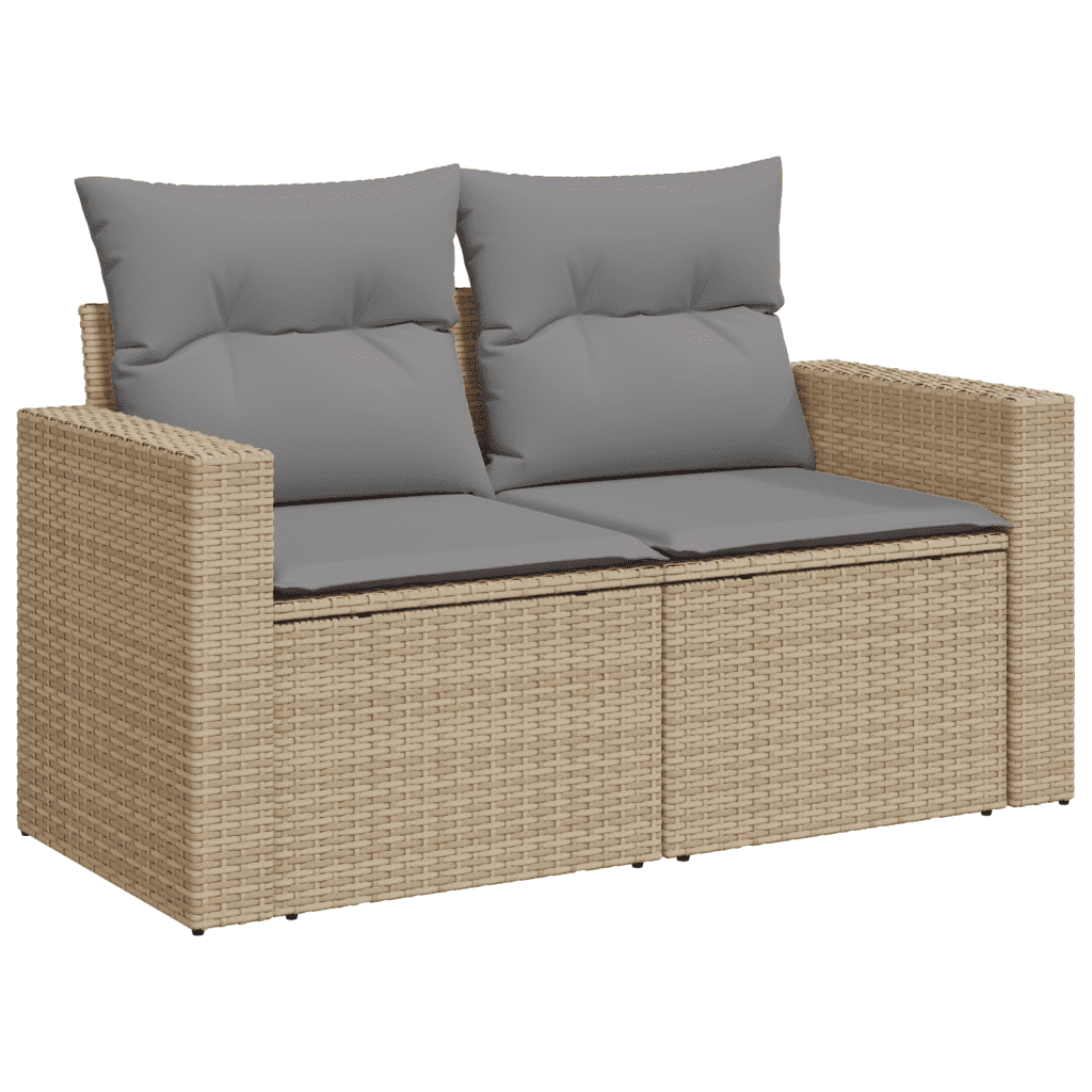 9-dijelni set vrtnih sofa s jastucima bež od poliratana