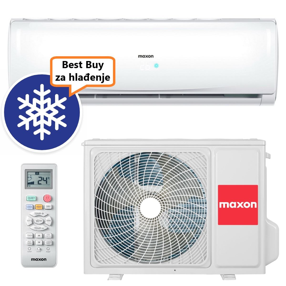 MAXON ECO KLIMA UREĐAJ 2,5kW MXI-09HE013i - Wi-Fi, za prostor do 25m2, A++ energetska klasa
