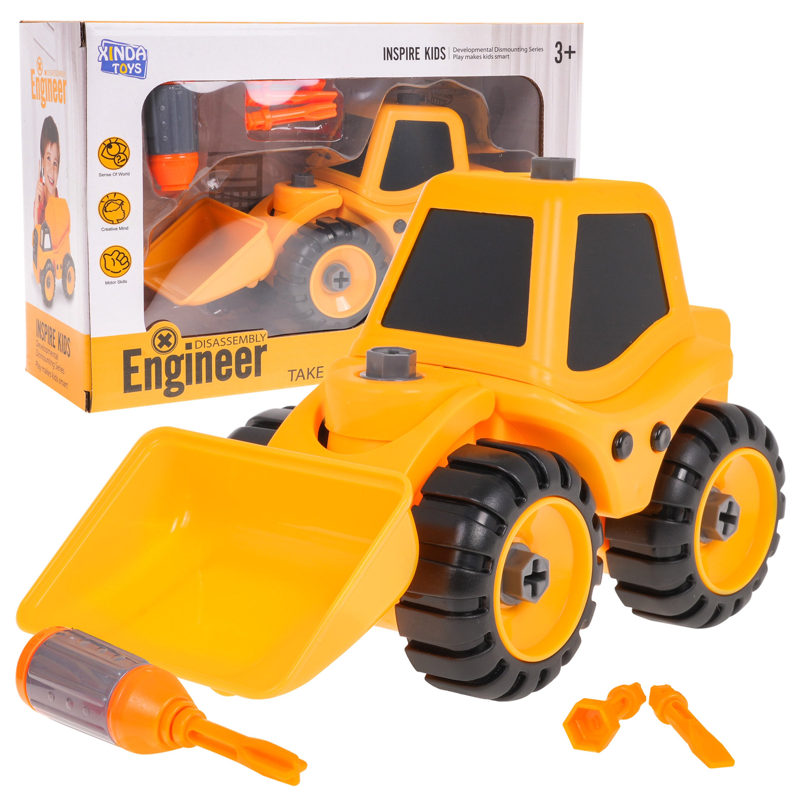 Buldožer za sastavljanje 18 cm - žuti