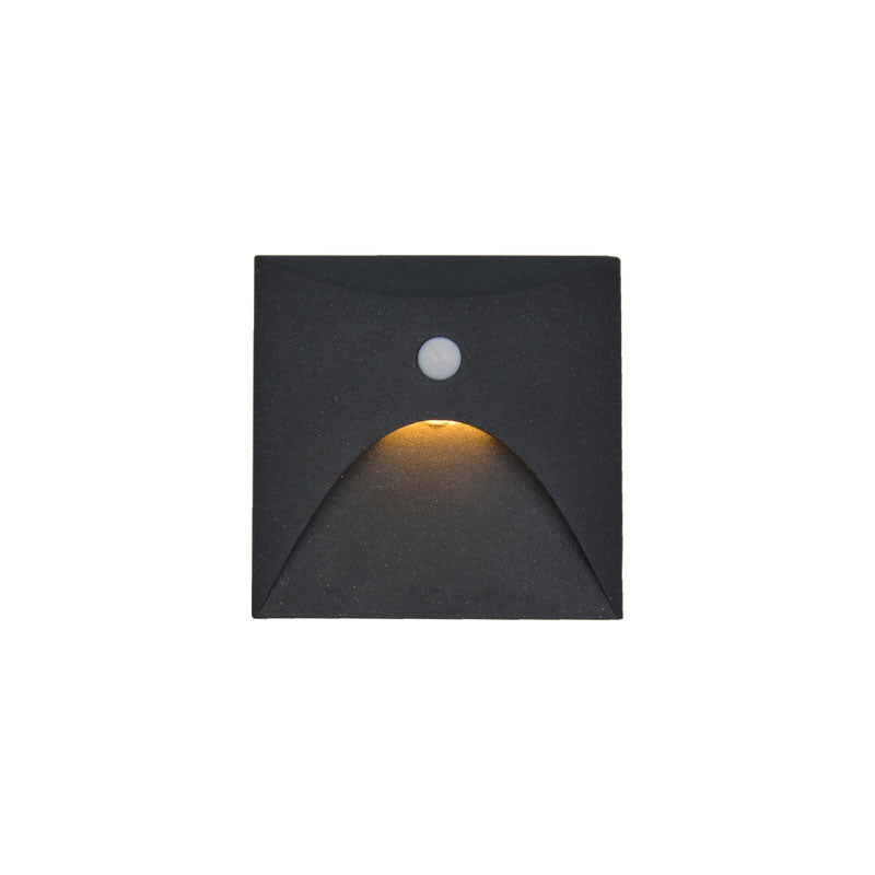 LED ugradna zidna svjetiljka sa senzorom Green Tech 3W, 3000K IP44, crna