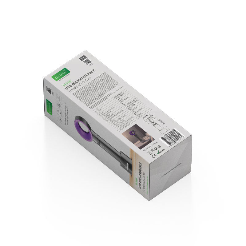 Prijenosni ventilator Green Tech, 1.9W, crni + ljubičasti, sa USB punjenjem