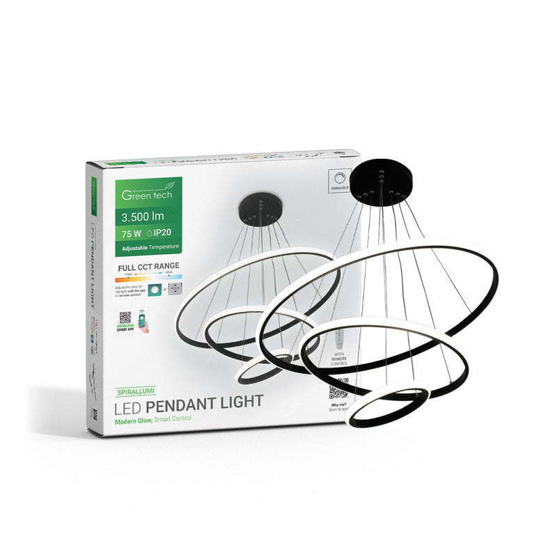 Smart dekorativna visilica Green Tech 75W, 3CCT, dim, APP + daljinski upravljač