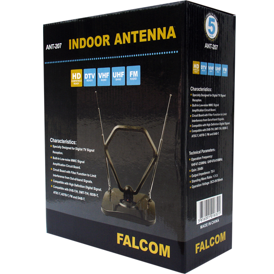 Falcom Antena sobna sa pojačalom, UHF/VHF, crna - ANT-207