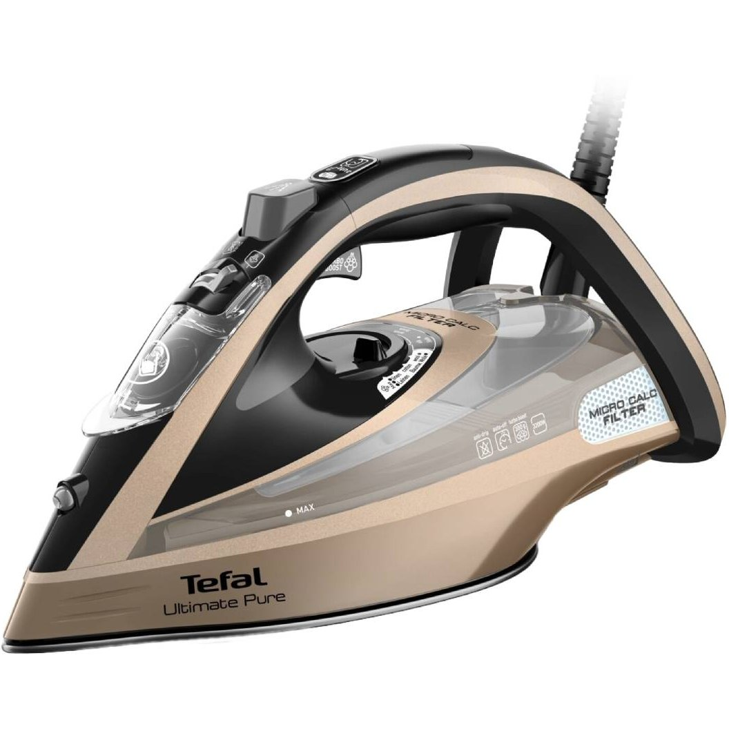 Tefal Ultimate Pure FV9852E0 glačalo Glačalo za suho & parno glačanje Durilium AirGlide Autoclean soleplate 3200 W Crno, Bakar