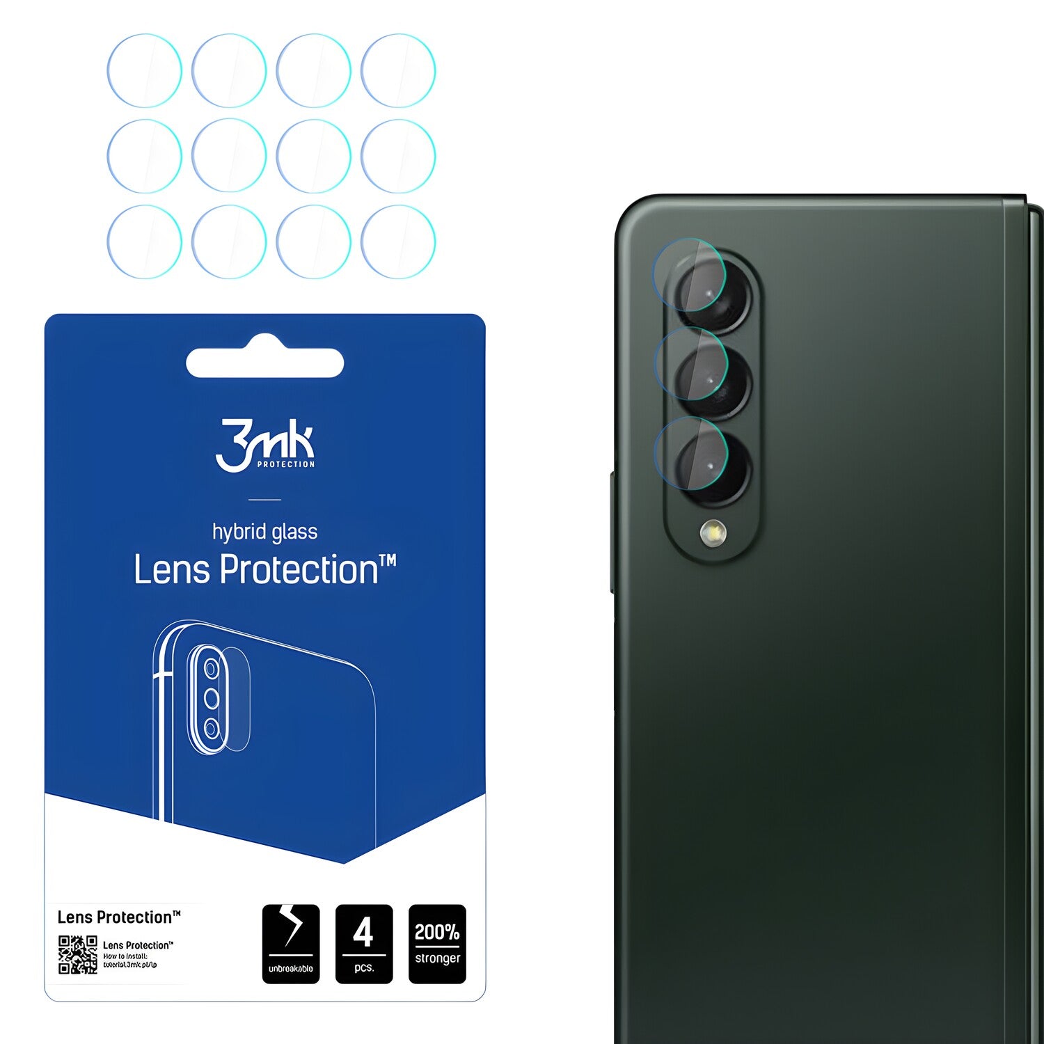 4x Staklo za kameru 3mk za Samsung Galaxy Z Fold 3 - Prozirna KP20521