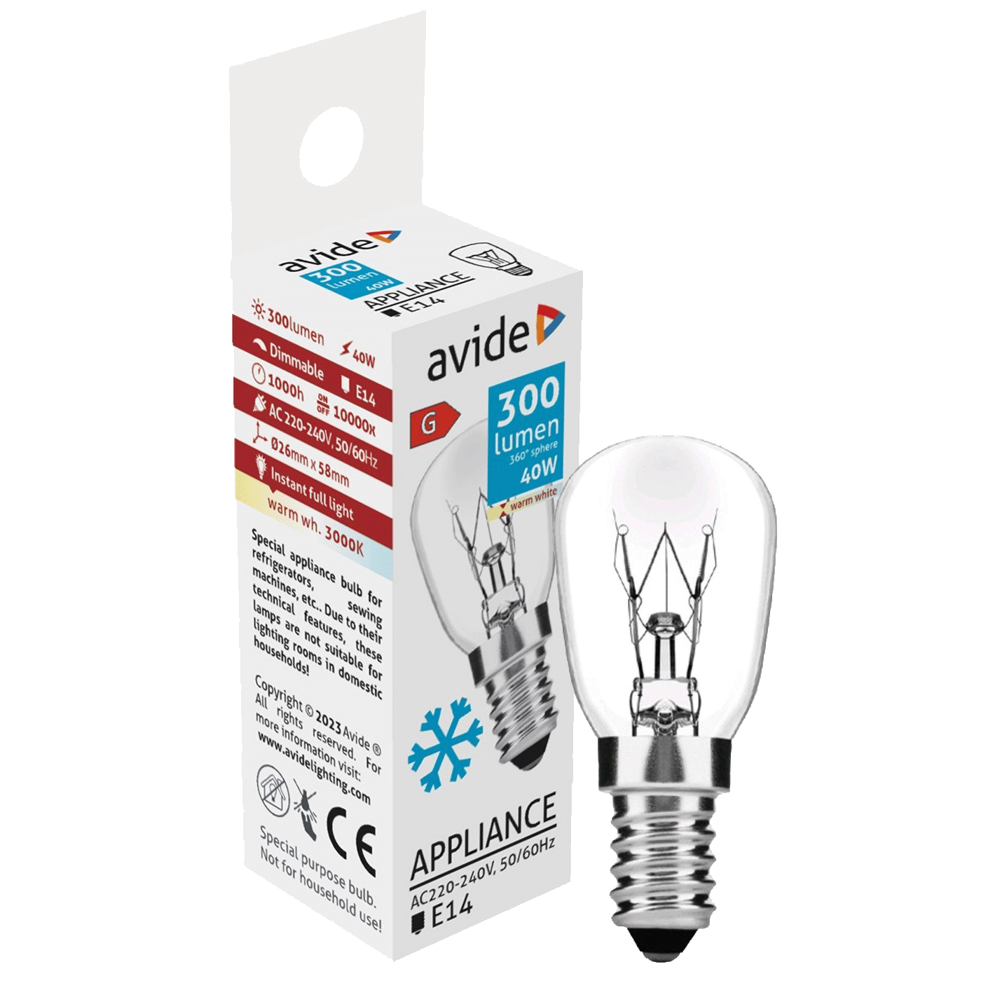 Avide Žarulja za hladnjak, LED 40W, E14, 3000K - Cooling Bulb 40W E14