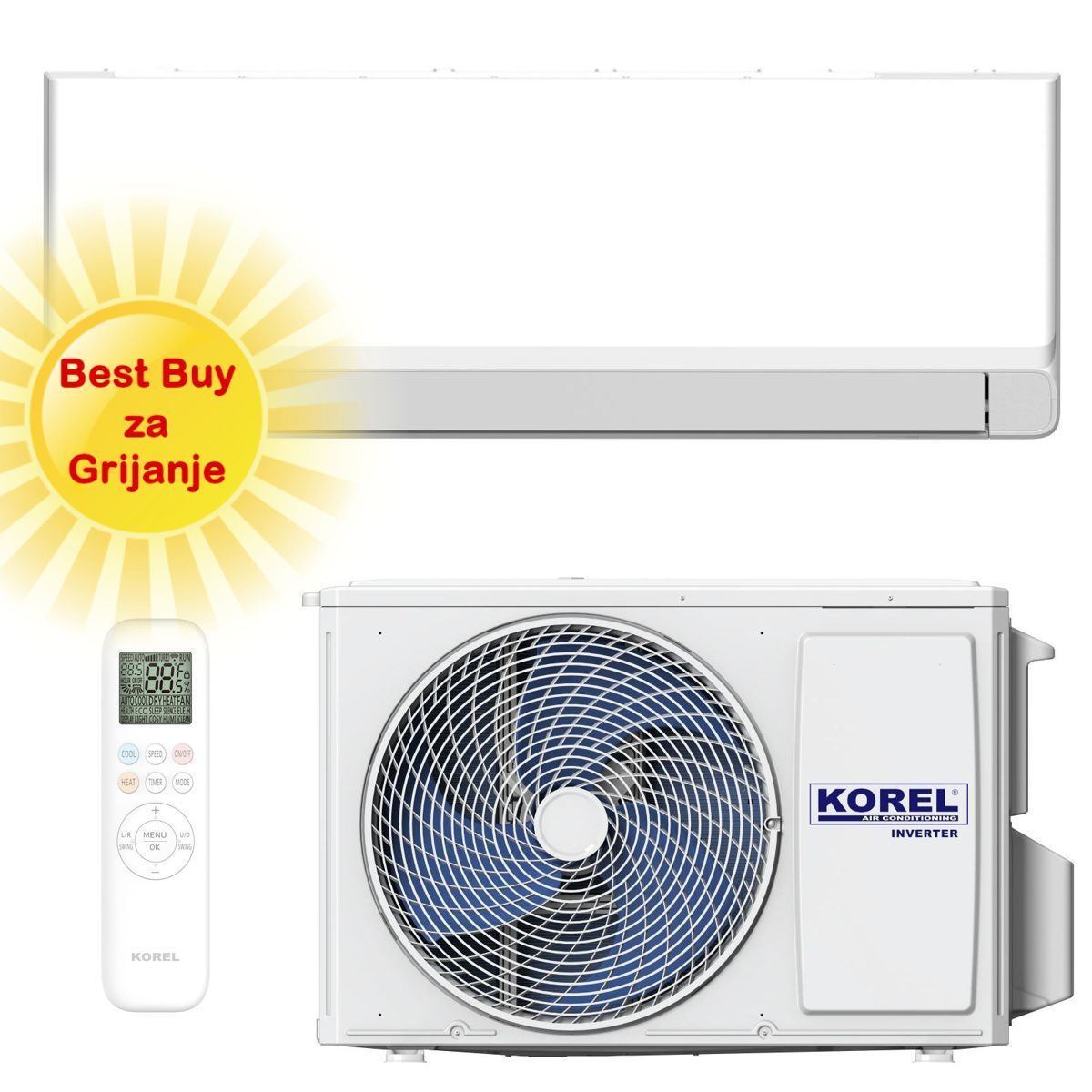 KOREL KLIMA UREĐAJ 3,5kW KSAZ-12DCEG - ZENIT, za prostor do 35m2, A+++ energetska klasa, Wi-Fi, R32