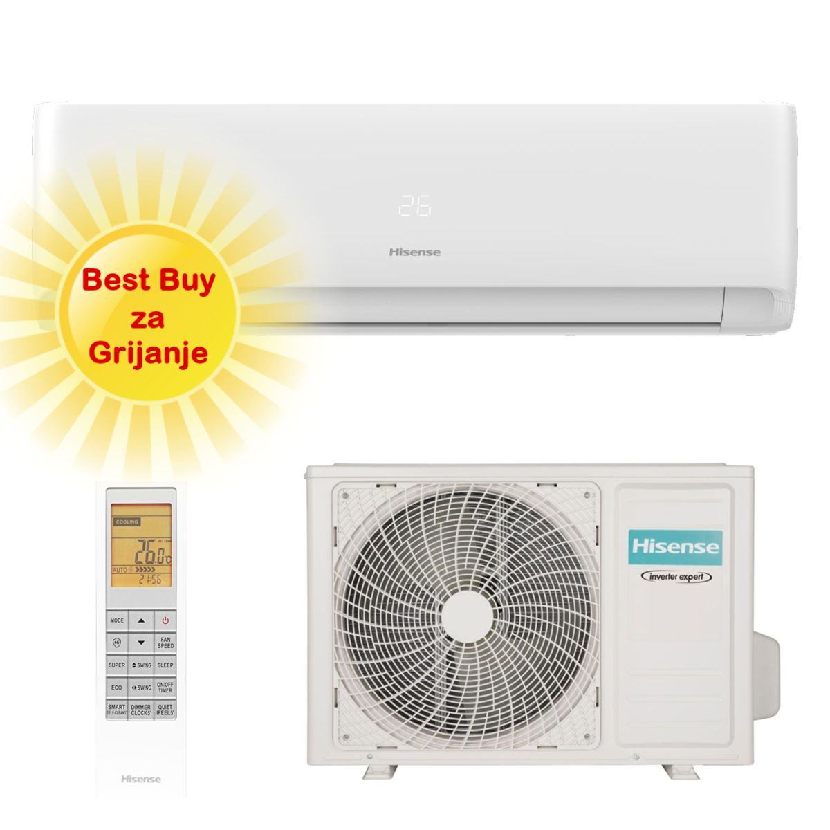 HISENSE KLIMA UREĐAJ 3,5kW KF35XR0E- EXPERT COMFORT Inverter +, za prostor do 35m2, A+++ energetska klasa, R-32