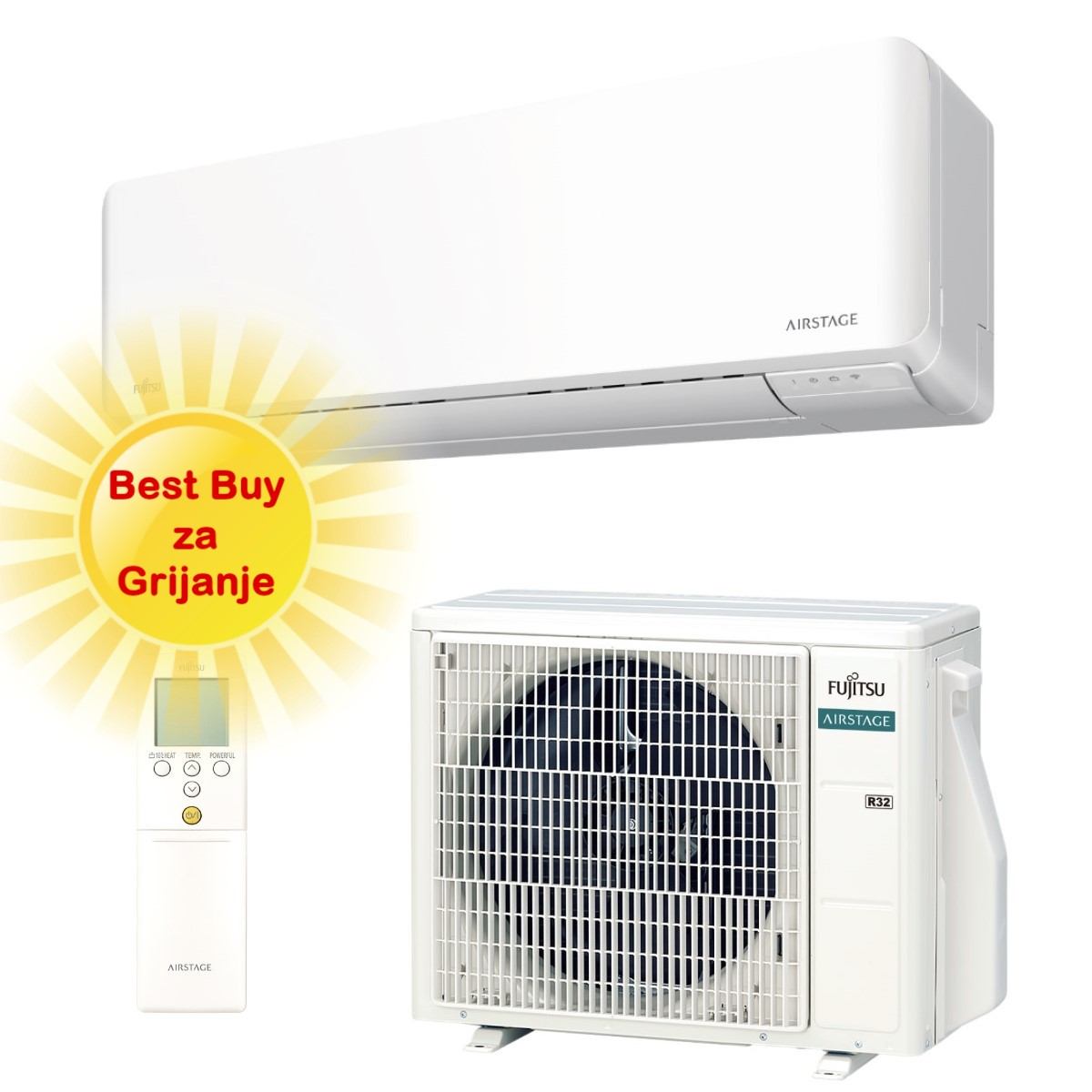 FUJITSU KLIMA UREĐAJ ASEH36KMTB/AOEH36KMTB- Super Eco inverter, za prostor do 80m2, A++ energetska klasa