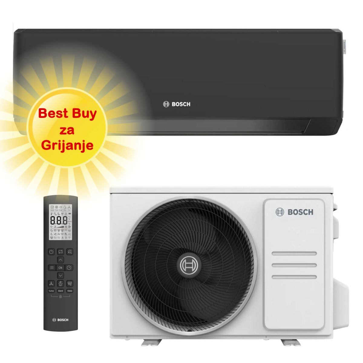 BOSCH KLIMA UREĐAJ 5,0 kW CL7000-Set 53 WE, za prostor do 50m2, A+++ energetska klasa, R32