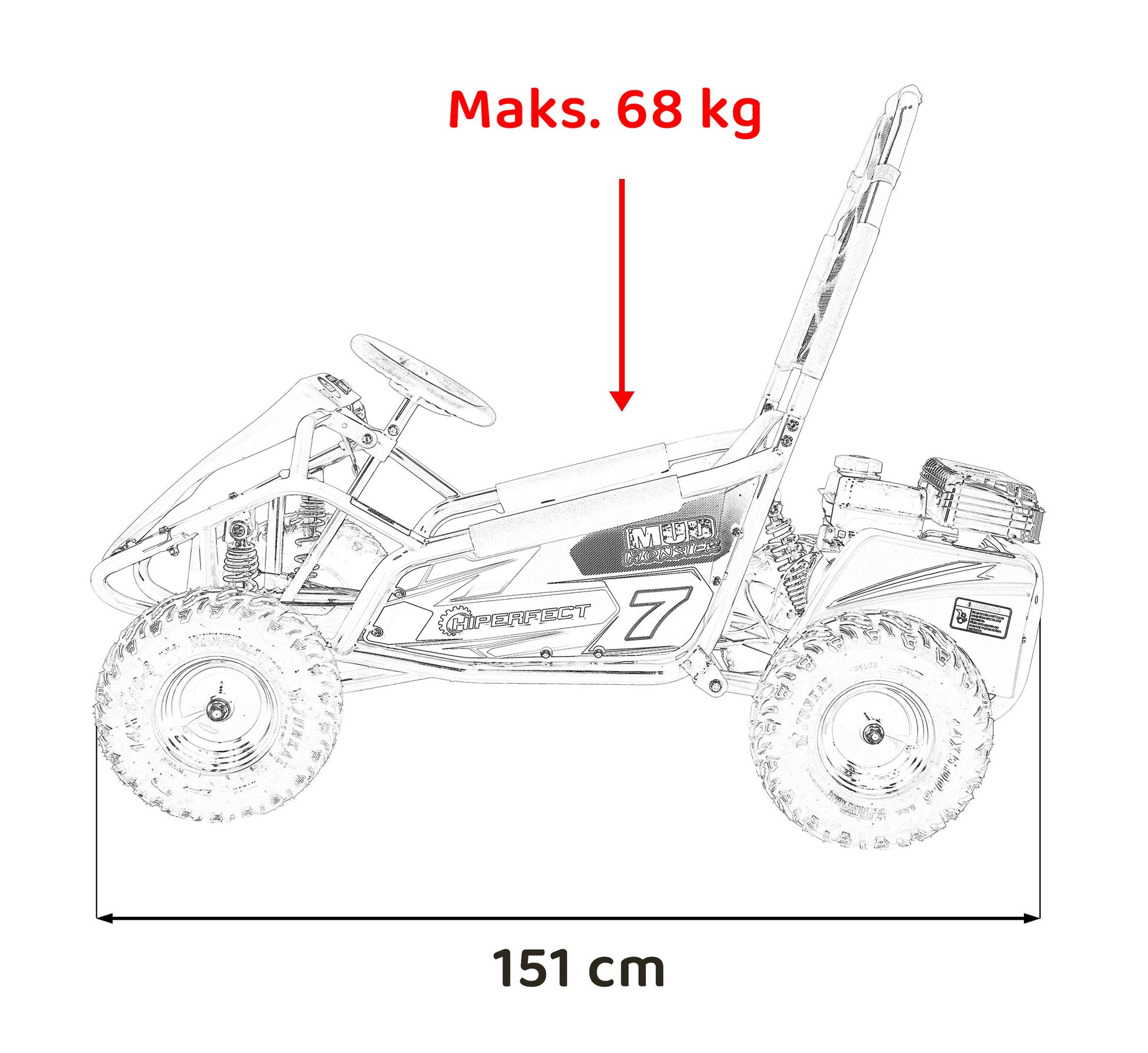 Buggy na benzin MUD MONSTER Combustion - narančasti