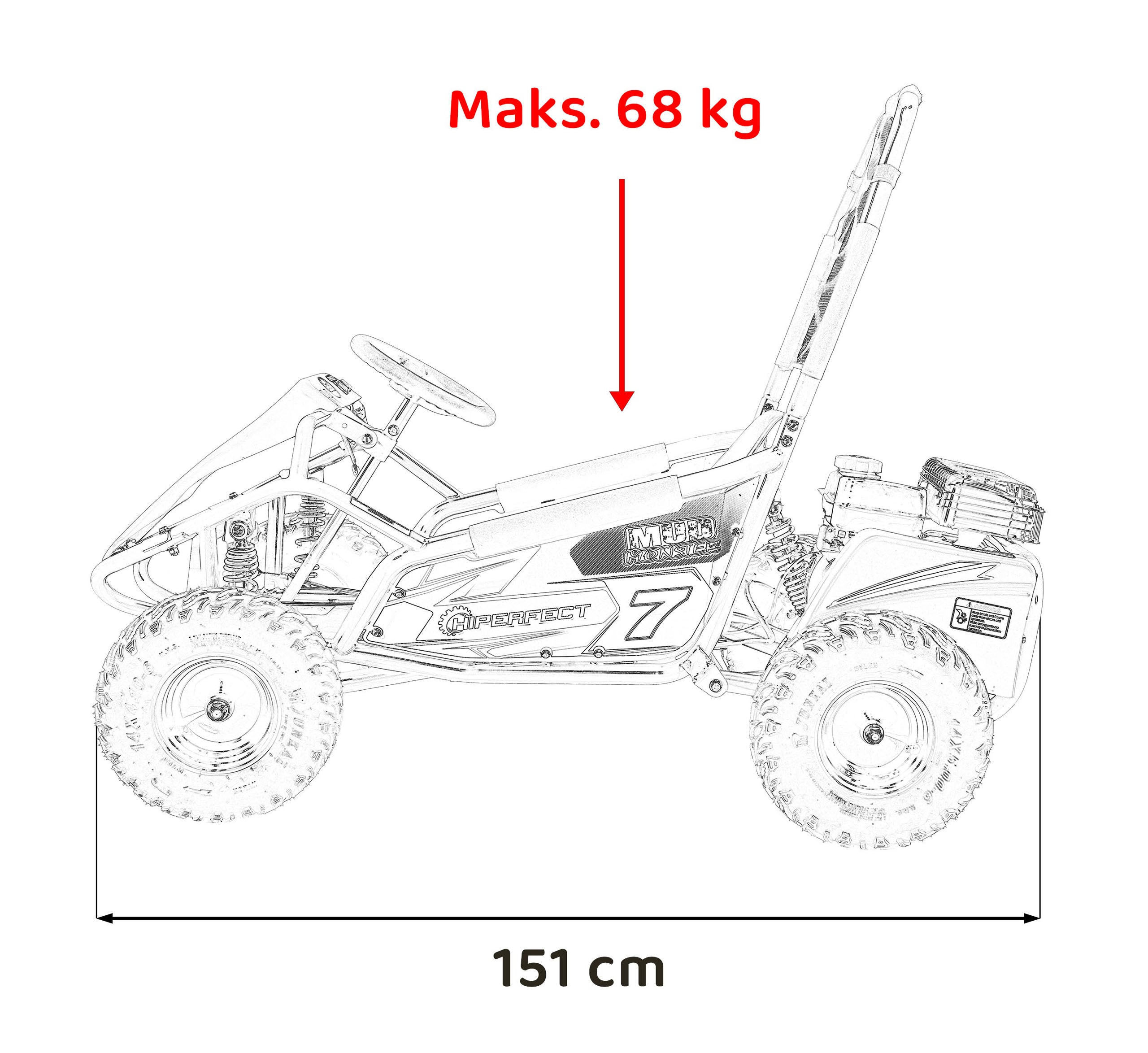 Buggy na benzin MUD MONSTER Combustion - narančasti