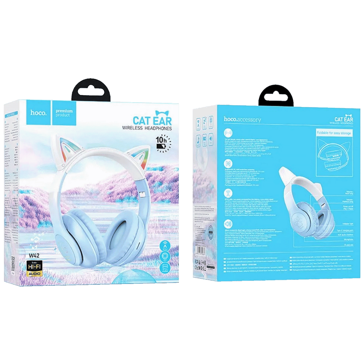 hoco. Slušalice bežične sa mikrofonom, Bluetooth - W42 Cat Ears, Crystal Blue