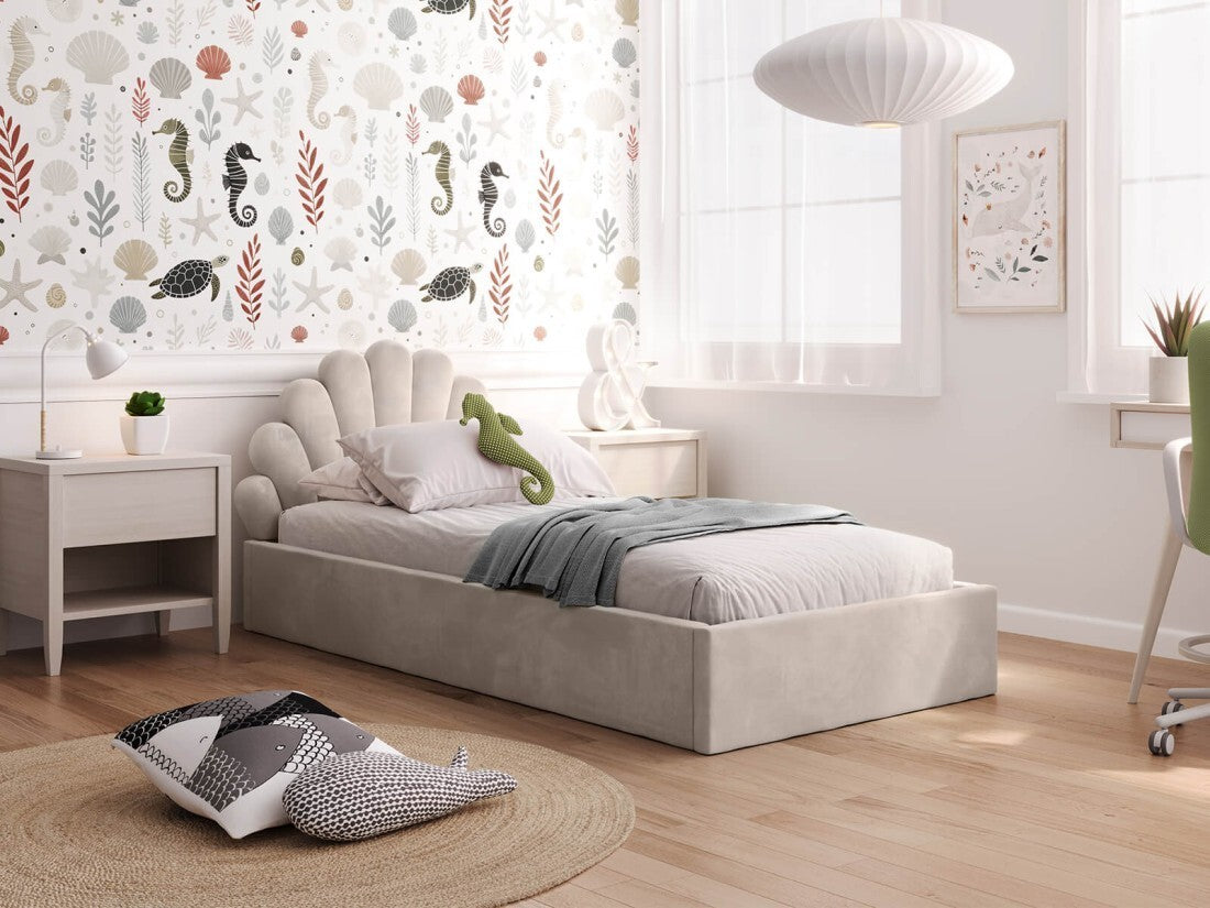 Kárpitozott gyerekágy 90x200 kagylókerettel