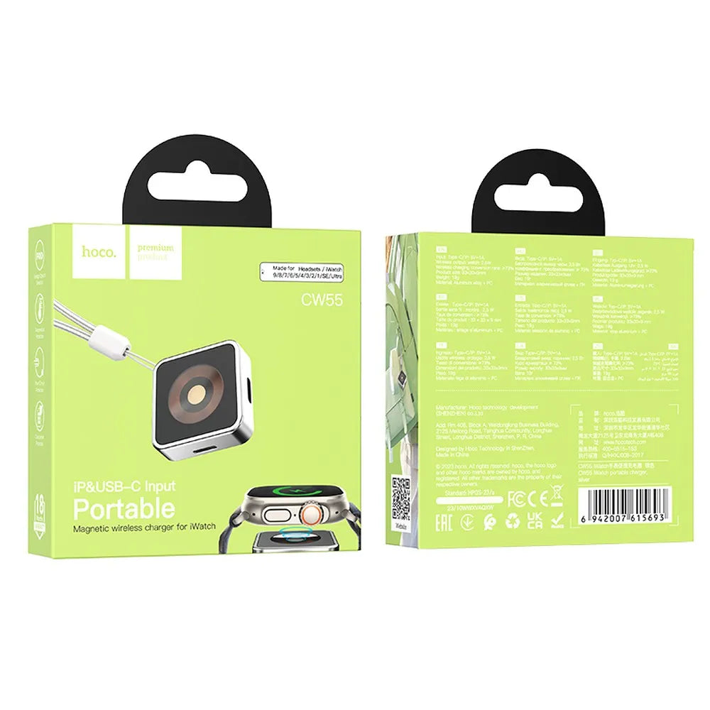 HOCO induktivni punjač za Apple Watch 2.5W CW55 srebrni