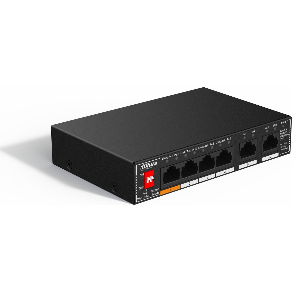 Dahua Technology PoE SG1006P Neupravljano Gigabit Ethernet (10/100/1000) Podrška za napajanje putem Etherneta (PoE) Crno