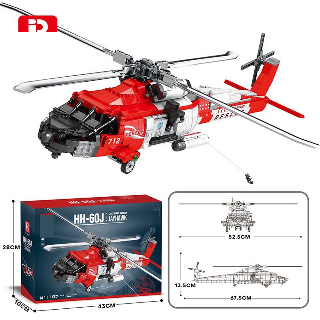 Helikopter za sastavljanje HH-60J sa 1137 elemenata - crveni
