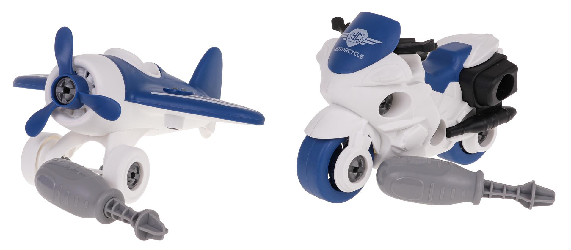Set of Airplane and Motorcycle Disassembled