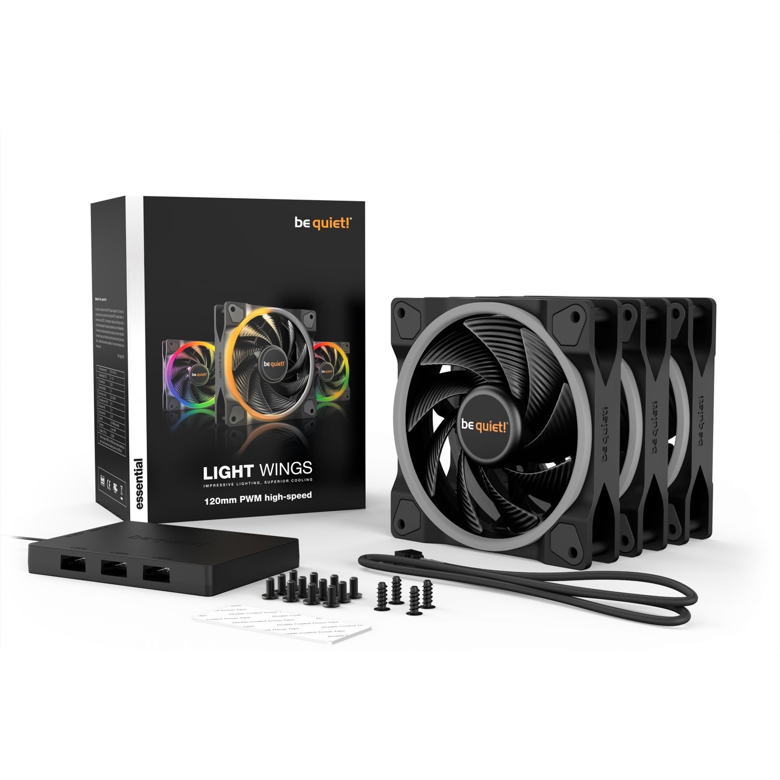 be quiet! Light Wings | 120mm PWM Triple Pack high-speed Kućište računala Ventilator 12 cm Crno 3 kom