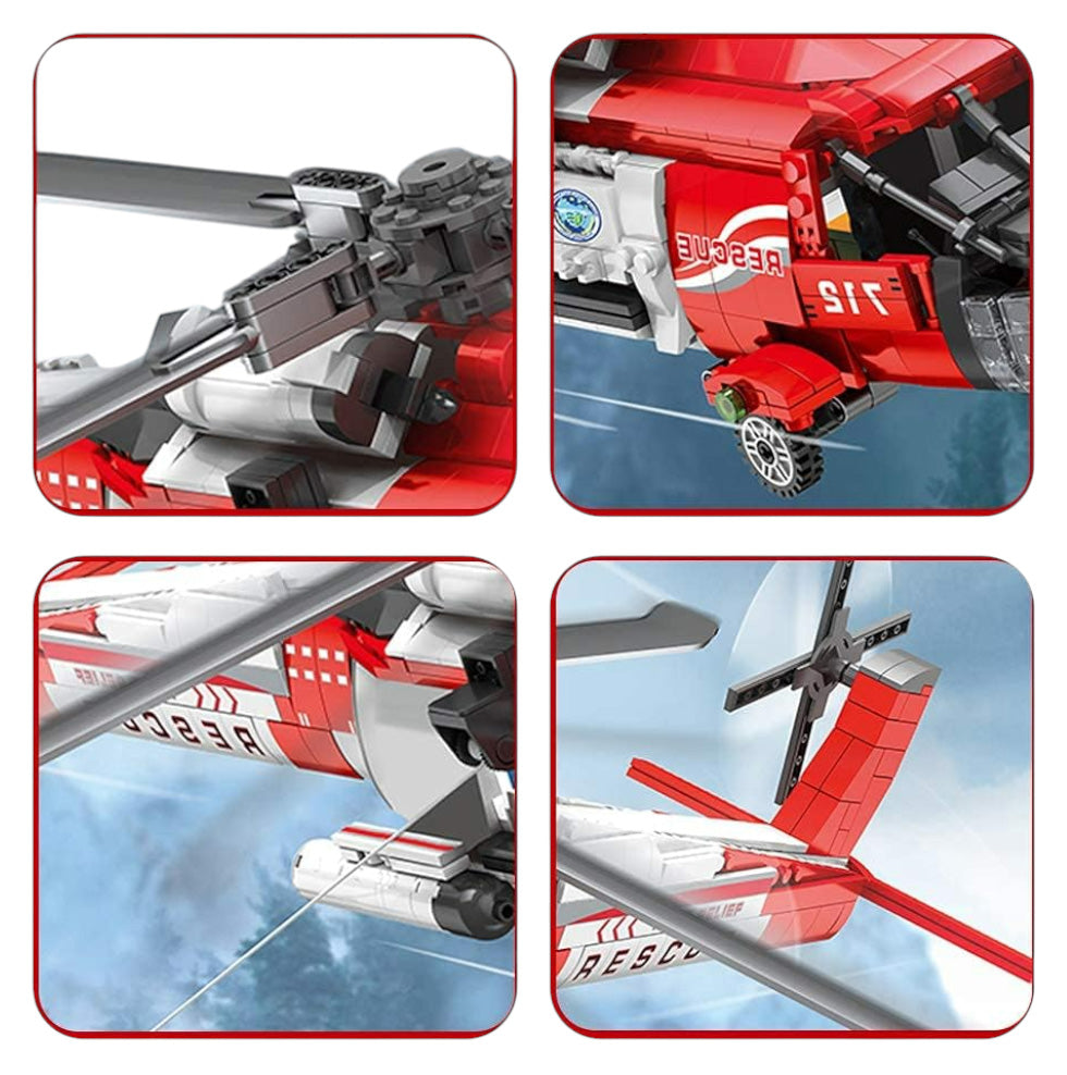 Helikopter za sastavljanje HH-60J sa 1137 elemenata - crveni