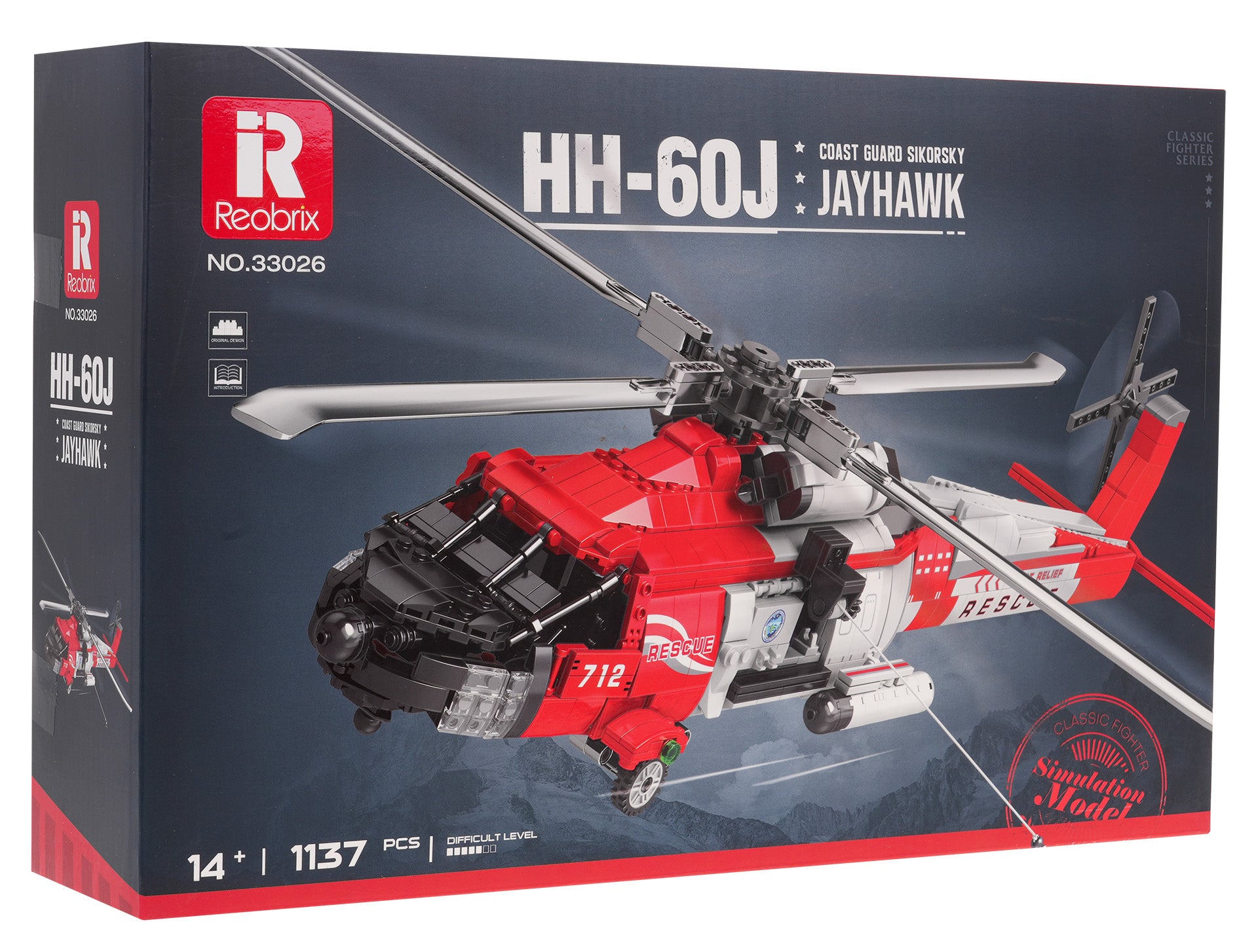Helikopter za sastavljanje HH-60J sa 1137 elemenata - crveni
