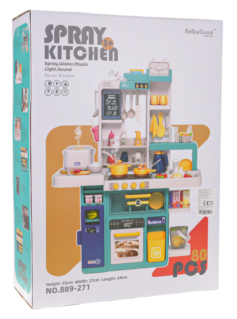 Dječja kuhinja za igru Kitchenette sa zvučnim svjetlosnim i vodenim efektima - 50 elemenata - zelena