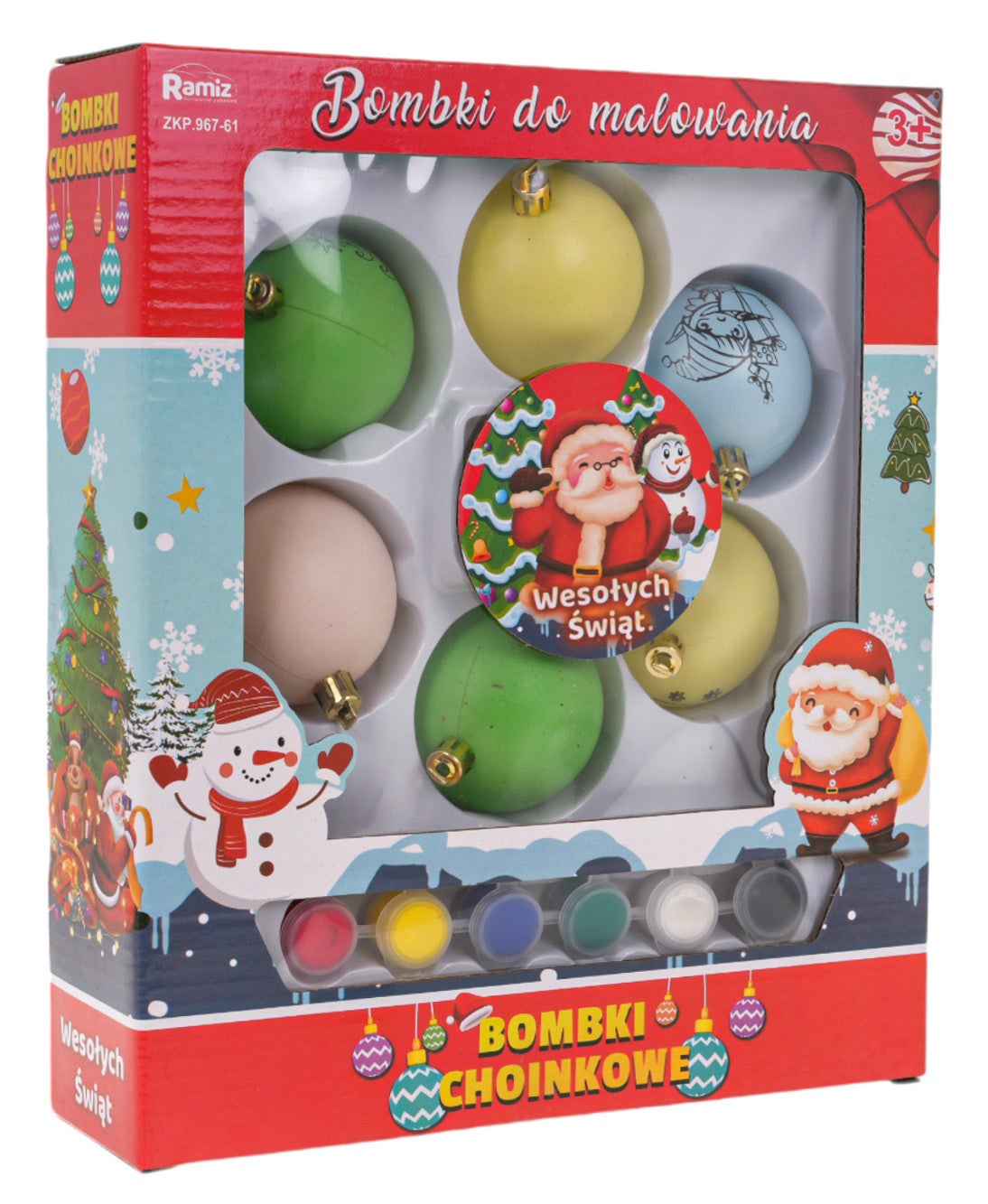 Set od 6 kuglica za bor sa bojama za oslikvanje