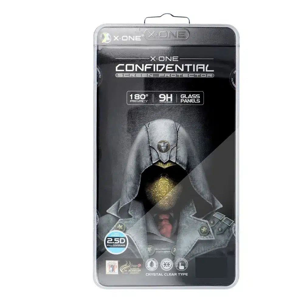 X-ONE Full Cover Extra Strong Privacy kaljeno staklo - za iPhone 16 / iPhone 15 (puno ljepilo) crno