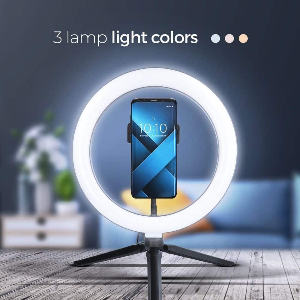 LED Ring Stream RGB lampa 26cm s držačem za mobitel + stativ crna