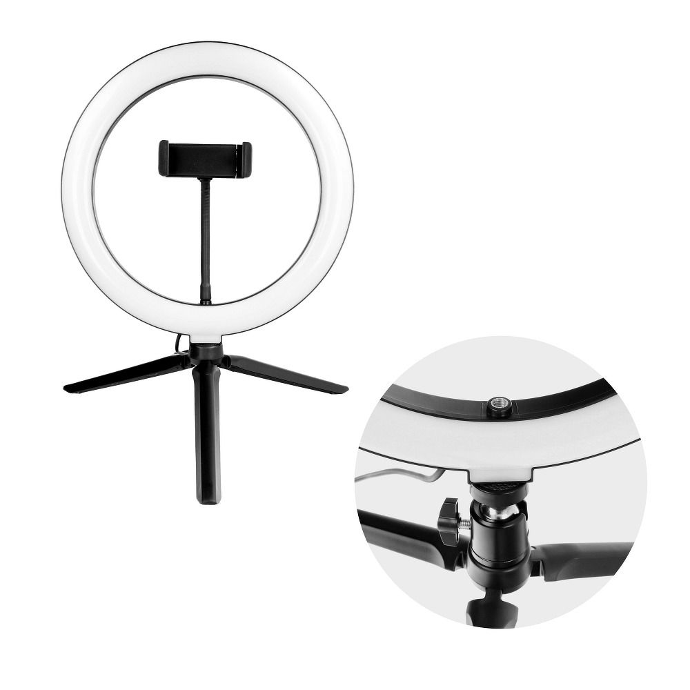 LED Ring Stream RGB lampa 26cm s držačem za mobitel + stativ crna