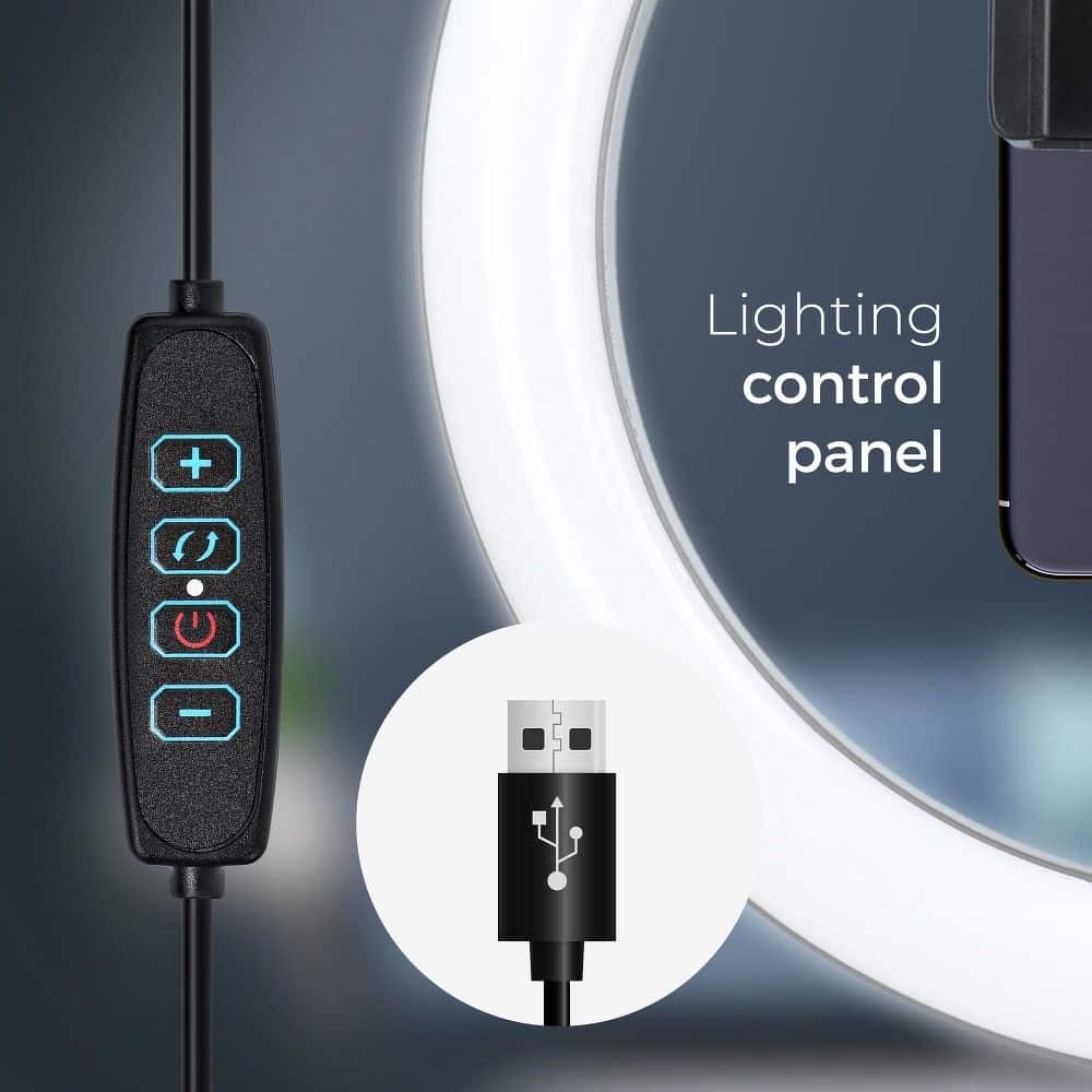 LED Ring Stream RGB lampa 26cm s držačem za mobitel + stativ crna