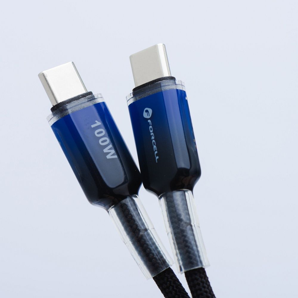 USB-C na USB-C kabel QC4.0 PD 5A 100W Forcell F-Energy Gradient 1 m crni