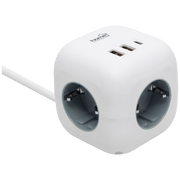 home Produžni kabl, 3 utičnice, 2 x USB A, 1 x USB C, 1.5 met. - CUBE2