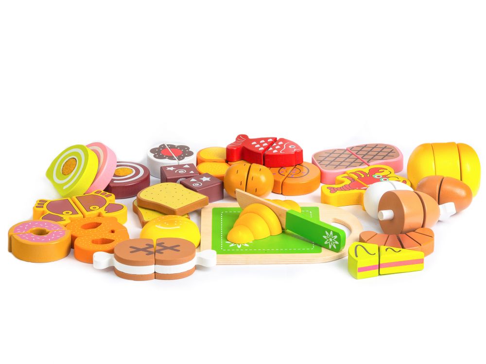 Ecotoys Drvena hrana za rezanje set od 23 elemenata