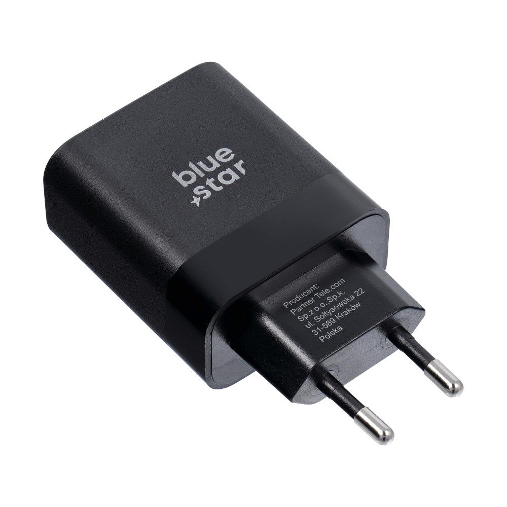 Blue Star USB C QC4.0 PD 3A 45W punjač za telefon + USB C na USB C kabel TFB-TC-45WPD crni