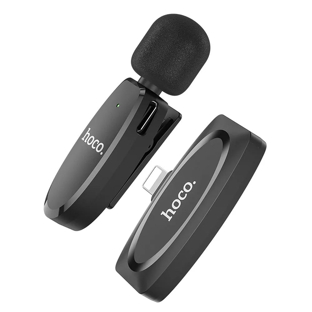 HOCO vezeték nélküli lavalier mikrofon iPhone Lightning 8-pin L15 fekete