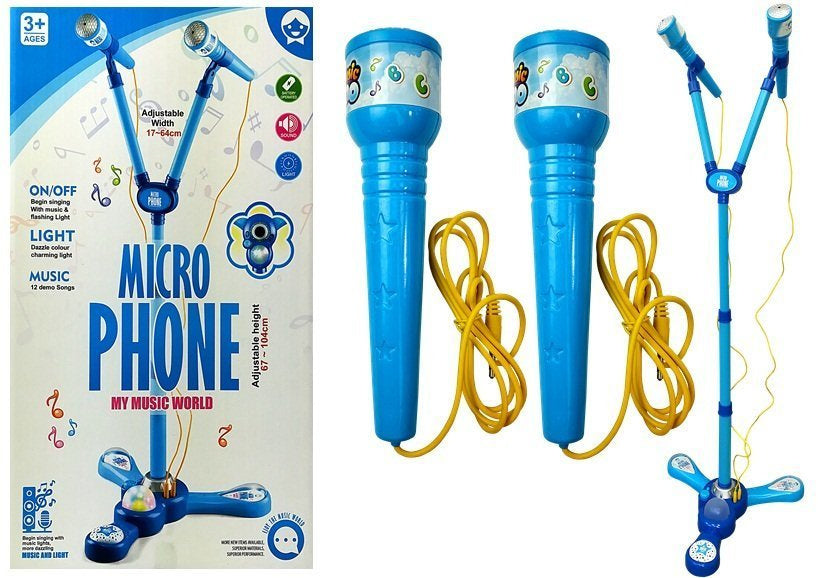 Dupli mikrofon na stalku za djecu - plavi