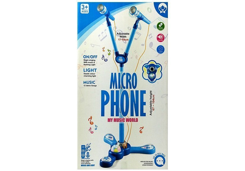 Dupli mikrofon na stalku za djecu - plavi