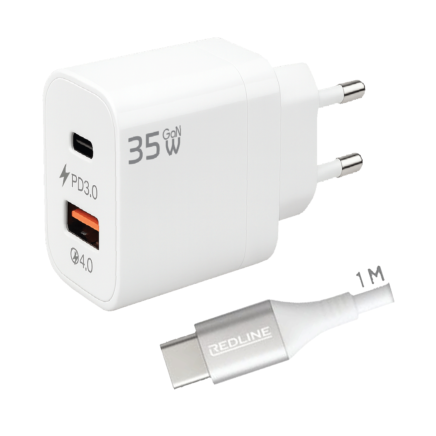 REDLINE Punjač sa USB-C kablom, 1 x USB-A, 1 x USB-C, 35W - GL-35-AC+CC-1M(60W)