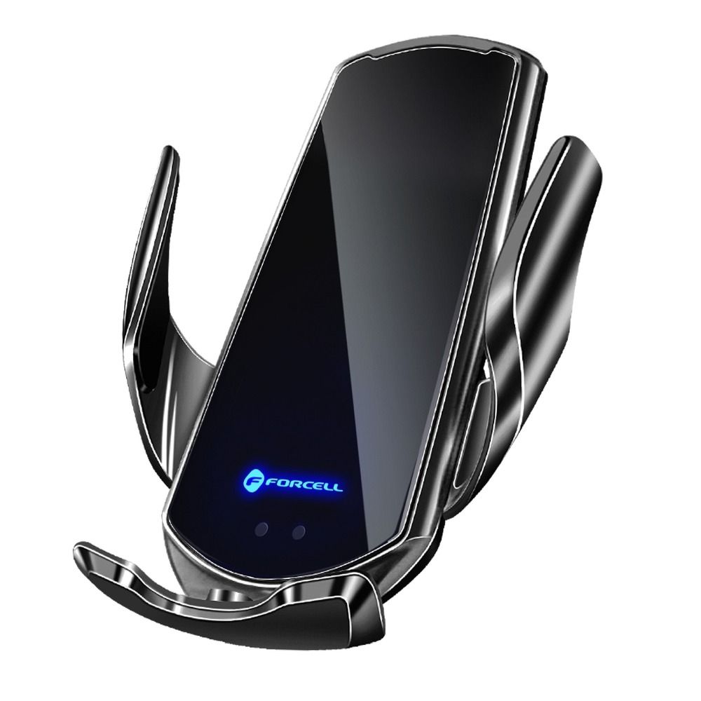 FORCELL auto držač s bežičnom punjenjenjem sa automatskim senzorom + magnetski adapteri HS1 15W crni
