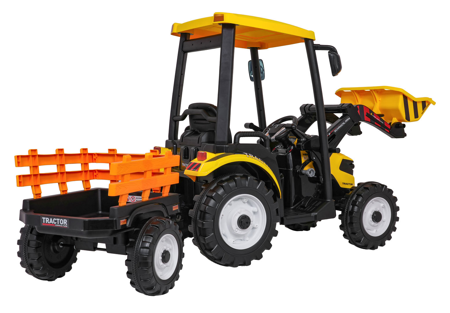 Traktor na akumulator s prikolicom MEGA D68 - žuti