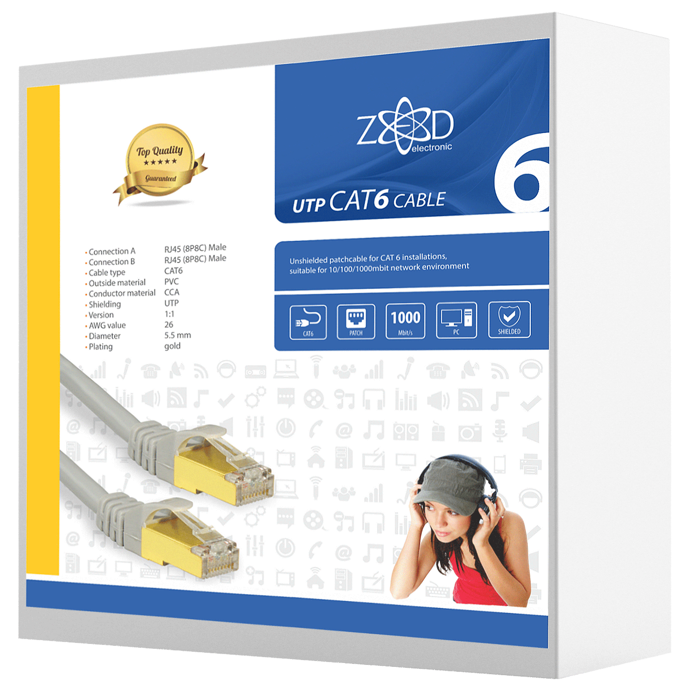 ZED electronic Mrežni FTP kabel, CAT6, 1 met - FTP6/1